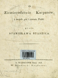 O ziemiorodztwie Karpatow i innych gor i rownin Polski
