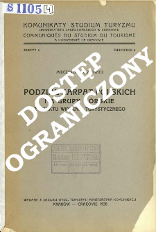 Podział Karpat Polskich na grupy g&oacute;rskie z punktu widzenia turystycznego