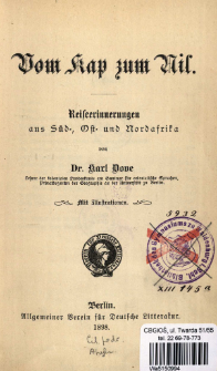 Vom Kap zum Nil : Reiseerinnerungen aus Süd-, Ost- und Nordafrika