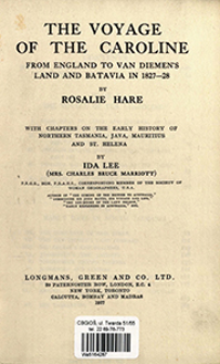 The voyage of the Caroline form England to Van Diemen's land and Batavia in 1827-28