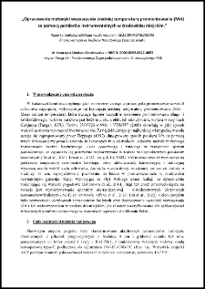 Opracowanie metodyki wyznaczania średniej temperatury promieniowania (Mrt)za pomocą pomiar&oacute;w instrumentalnych w środowisku miejskim