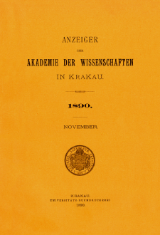 Anzeiger der Akademie der Wissenschaften in Krakau. Nr 9 November (1980)