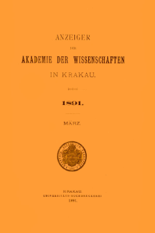 Anzeiger der Akademie der Wissenschaften in Krakau. No 3 März (1891)