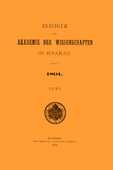 Anzeiger der Akademie der Wissenschaften in Krakau. No 6 Juni (1891)