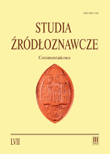 Studia Źródłoznawcze = Commentationes T. 57 (2019), Title pages, Contents