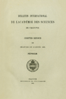 Bulletin International de L' Académie des Sciences de Cracovie : comptes rendus. (1895) No. 1 Janvier