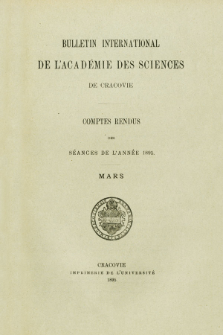 Bulletin International de L' Acad&eacute;mie des Sciences de Cracovie : comptes rendus