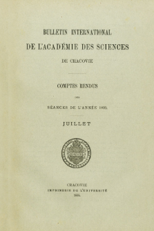 Bulletin International de L' Acad&eacute;mie des Sciences de Cracovie : comptes rendus