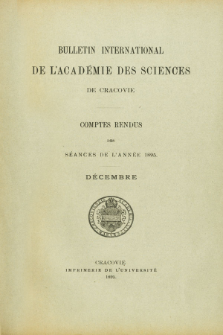 Bulletin International de L' Acad&eacute;mie des Sciences de Cracovie : comptes rendus