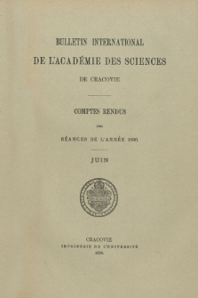 Bulletin International de L' Acad&eacute;mie des Sciences de Cracovie : comptes rendus