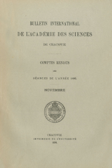 Bulletin International de L' Acad&eacute;mie des Sciences de Cracovie : comptes rendus