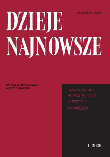 Dzieje Najnowsze : [kwartalnik poświęcony historii XX wieku], R. 52 z. 1 (2020), Strony tytułowe, Spis treści, Instrukcja wydawnicza