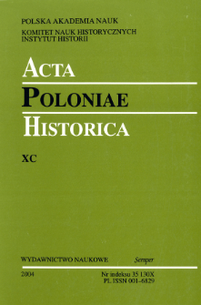 Acta Poloniae Historica T. 90 (2004), Strony tytułowe, spis treści
