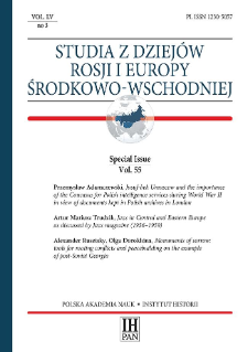 Studia z Dziejów Rosji i Europy Środkowo-Wschodniej, Vol. 55, No 3 (2020), Special Issue, Title pages, Contents