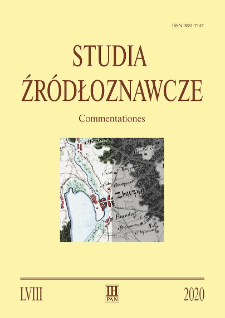 Studia Źródłoznawcze = Commentationes T. 58 (2020), Strony tytułowe, Spis treści