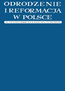 Odrodzenie i Reformacja w Polsce T. 64 (2020), Strony tytułowe, Spis treści