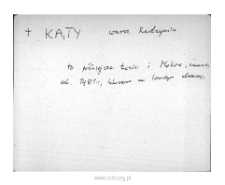 Katy. Files of Warsaw district in the Middle Ages. Files of Historico-Geographical Dictionary of Masovia in the Middle Ages