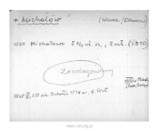 Michałów. Kartoteka powiatu warszawskiego w średniowieczu. Kartoteka Słownika historyczno-geograficznego Mazowsza w średniowieczu