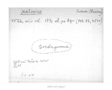 Malocice. Files of Warsaw district in the Middle Ages. Files of Historico-Geographical Dictionary of Masovia in the Middle Ages