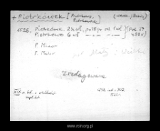 Piotrkowek Duzy. Files of Warsaw district in the Middle Ages. Files of Historico-Geographical Dictionary of Masovia in the Middle Ages