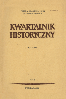 Kwartalnik Historyczny R. 94 nr 2 (1987), Strony tytulowe, spis treści