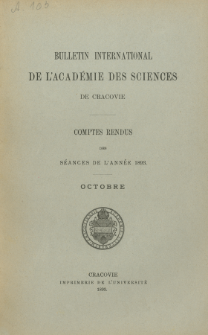 Bulletin International de L' Académie des Sciences de Cracovie : comptes rendus (1893) No.8 Octobre