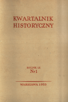 Kwartalnik Historyczny R. 60 nr 1 (1953), Strony tytułowe, spis treści