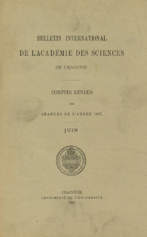 Bulletin International de L' Acad&eacute;mie des Sciences de Cracovie : comptes rendus