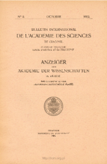Anzeiger der Akademie der Wissenschaften in Krakau, Philologische Klasse, Historisch-Philosophische Klasse. No. 8 Octobre (1902)