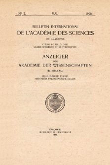 Anzeiger der Akademie der Wissenschaften in Krakau, Philologische Klasse, Historisch-Philosophische Klasse