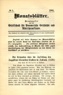 Monatsbl&auml;tter Jhrg. 15, H. 1 (1901)