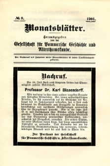 Monatsbl&auml;tter Jhrg. 15, H. 8 (1901)