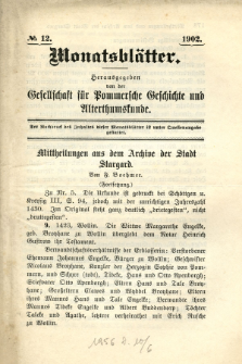 Monatsbl&auml;tter Jhrg. 16, H. 12 (1902)