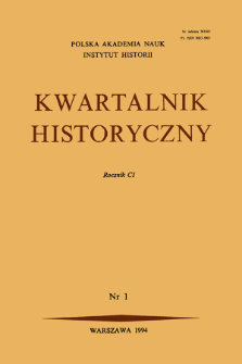 Kwartalnik Historyczny R. 101 nr 1 (1994), Strony tytułowe, Spis treści