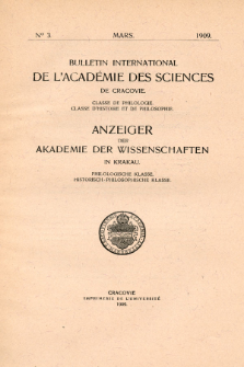 Anzeiger der Akademie der Wissenschaften in Krakau, Philologische Klasse, Historisch-Philosophische Klasse