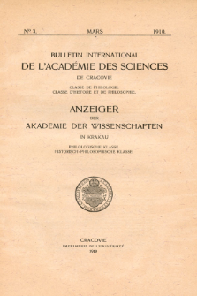 Anzeiger der Akademie der Wissenschaften in Krakau, Philologische Klasse, Historisch-Philosophische Klasse
