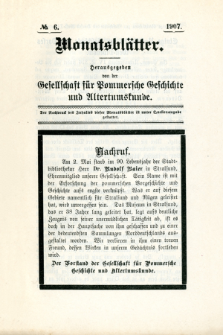 Monatsblätter Jhrg. 21, H. 6 (1907)