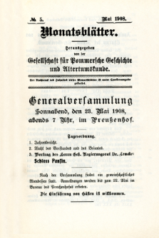 Monatsbl&auml;tter Jhrg. 22, H. 5 (1908)