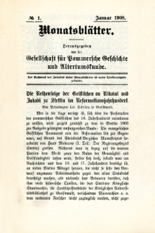 Monatsbl&auml;tter Jhrg. 22, H. 1 (1908)