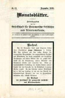 Monatsblätter Jhrg. 23, H. 12 (1909)