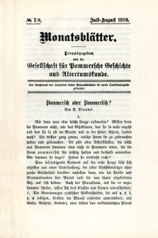 Monatsbl&auml;tter Jhrg. 24, H. 7/8 (1910)