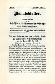 Monatsbl&auml;tter Jhrg. 24, H. 10 (1910)