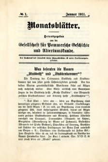Monatsbl&auml;tter Jhrg. 25, H. 1 (1911)