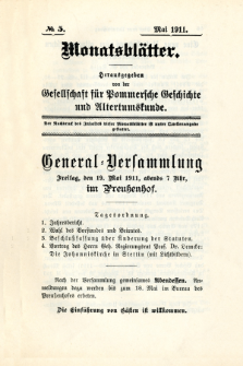 Monatsbl&auml;tter Jhrg. 25, H. 5 (1911)