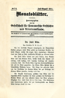Monatsbl&auml;tter Jhrg. 25, H. 7/8 (1911)