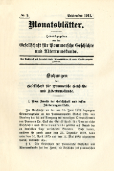 Monatsbl&auml;tter Jhrg. 25, H. 9 (1911)