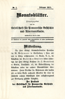 Monatsbl&auml;tter Jhrg. 27, H. 2 (1913)