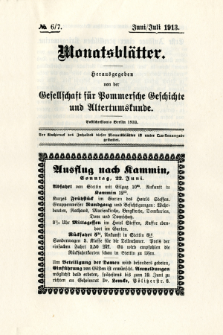 Monatsbl&auml;tter Jhrg. 27, H. 6/7 (1913)