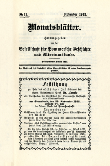 Monatsblätter Jhrg. 27, H. 11 (1913)