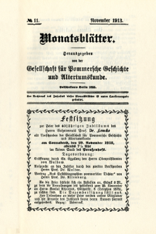 Monatsbl&auml;tter Jhrg. 27, H. 11 (1913)
